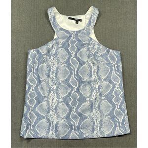 Snakeskin Print‎ Racerback Tank Jay Godfrey Women 6 Blue White Open Back Top